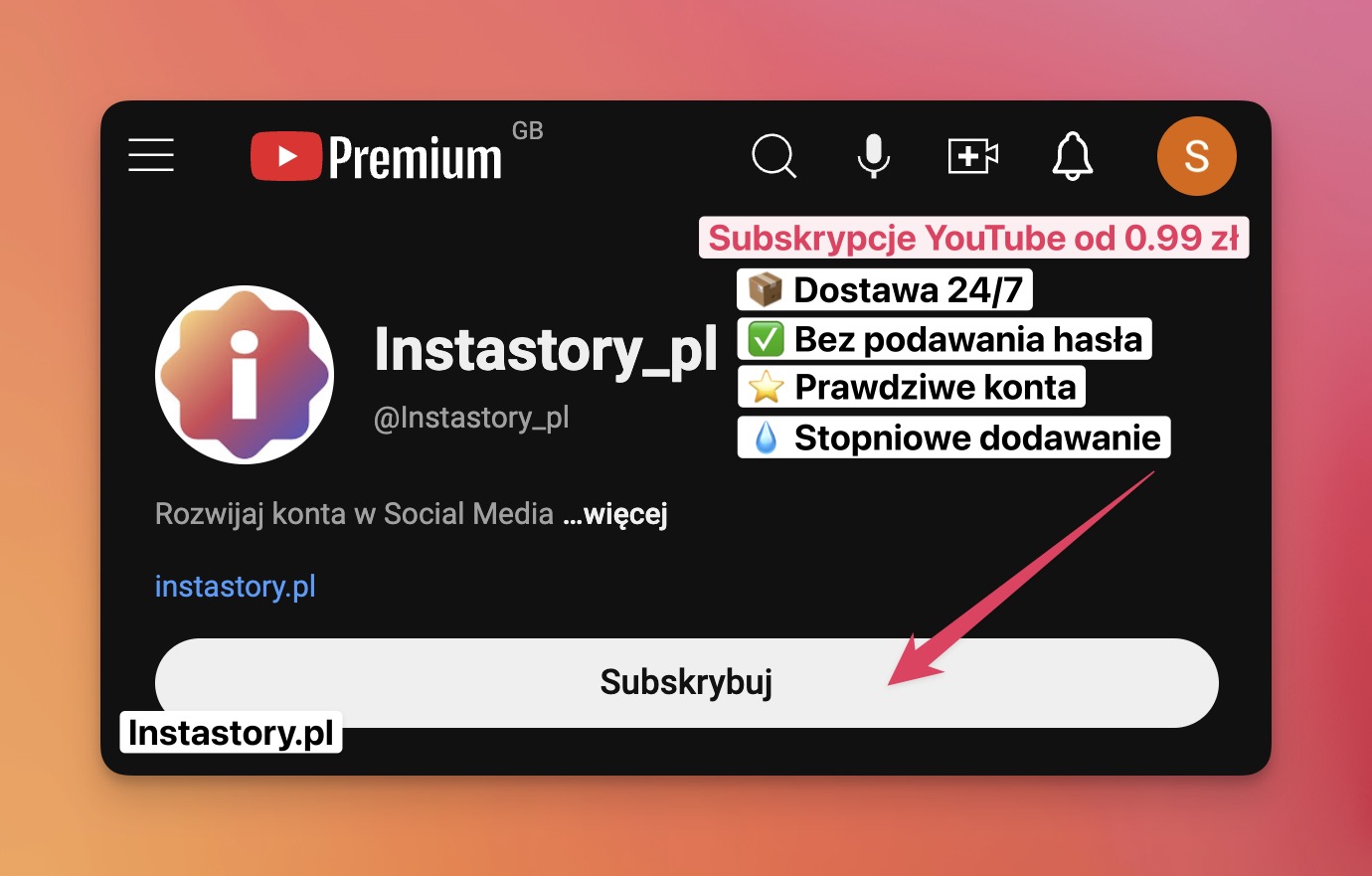 kup subskrypcje youtube na instastory.pl